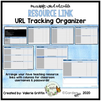 Preview of Distance Learning: Resource Link Editable URL Tracking Organizer (WORD Planner)