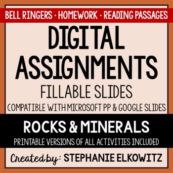 Preview of Rocks and Minerals Digital Assignments | Distance Learning & Digital Classrooms