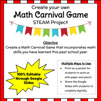 Preview of Digital & Printable STEAM Project - Design a Math Carnival Game