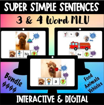 Preview of Distance Learning SUPER SIMPLE SENTENCES 3 & 4 Word Phrase Speech Game BUNDLE