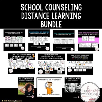 Preview of Distance Learning School Counseling Elementary Resources SEL