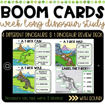 Preview of Distance Learning | Science BOOM CARDS | Week Long Dinosaur Study