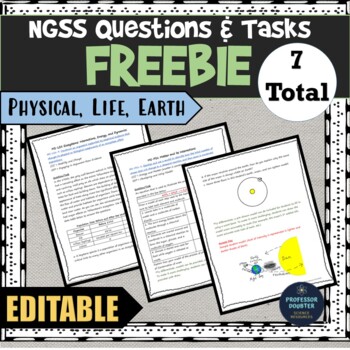 Preview of NGSS Assessment Tasks and Test Questions for Middle School FREE