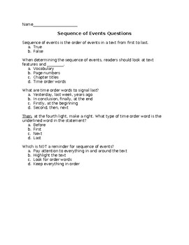 Preview of Sequence of Events Review Questions