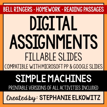 Preview of Simple Machines Digital Assignments | Distance Learning & Digital Classrooms