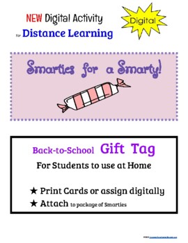 Preview of Smartie Gift Tag for Back-to-School Meeting or Distance Learning