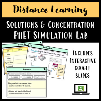 Preview of Distance Learning: Solutions and Concentration PhET Simulation Virtual Lab