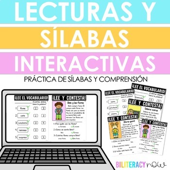 Preview of Distance Learning - Spanish Lecturitas Interactivas con Práctica de Sílabas