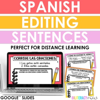Preview of Distance Learning - Spanish Sentence Editing Slides - Corrige oraciones