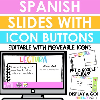 Preview of Distance Learning - Spanish Slides with Icon Buttons