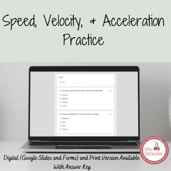 Preview of Distance Learning: Speed, Velocity, and Acceleration Practice
