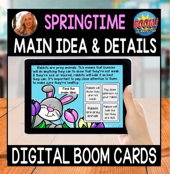 Preview of Distance Learning - Spring Main Idea and Details BOOM Cards - Digital Task Cards