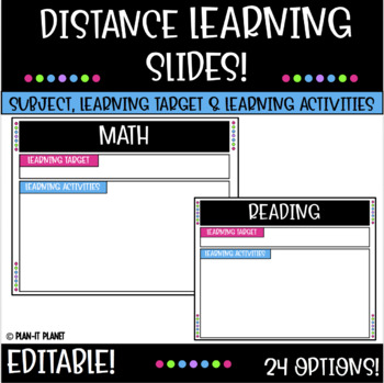 Preview of Distance Learning Subject Slides-Learning Target-Activities!  Editable!