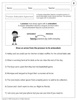Distance Learning Subject Verb Pronoun Antecedent Agreement Worksheets