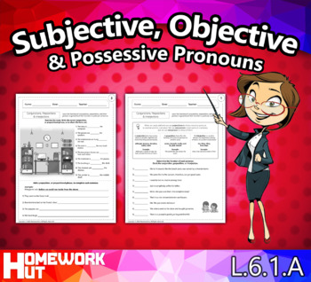 Preview of Subjective, Objective, and Possessive Pronoun Worksheets