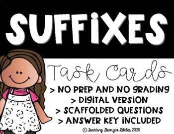 Preview of Distance Learning Suffix Task Cards (Digital and Print)