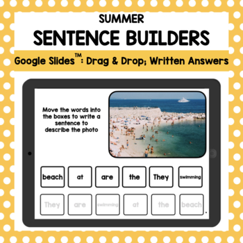 Preview of Distance Learning - Summer Sentence Builders: A Google Slides Activity