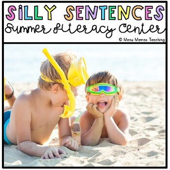 Preview of Distance Learning: Summer Silly Sentences Literacy Center