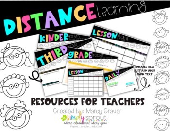 Preview of Distance Learning Teacher Resource kit