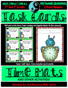 Preview of Distance Learning Telling Time Task Cards and Activities