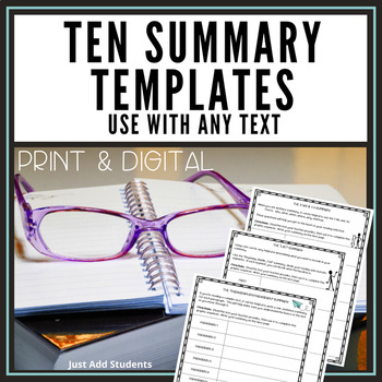 Preview of Ten Summary Graphic Organizers Print Digital
