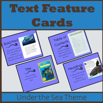 Preview of Distance Learning Text Feature Poster Cards Under the Sea