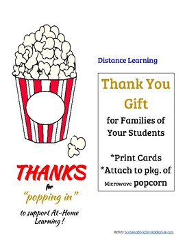 Preview of Distance Learning:  Thank You Gift to Families of Students for End of Year