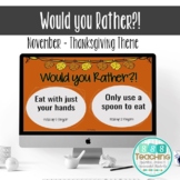 Distance Learning Thanksgiving November Would you Rather G