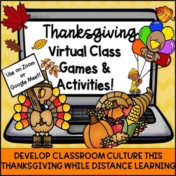 Preview of Distance Learning Thanksgiving Virtual Games & Activities for Zoom & Google Meet