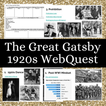 Preview of Distance Learning The Great Gatsby 1920s WebQuest