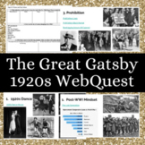 Distance Learning The Great Gatsby 1920s WebQuest