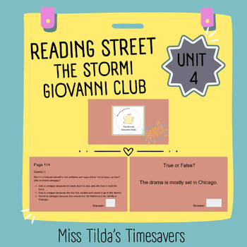 Preview of The Stormi Giovanni Club Quiz - Grade 5 Reading Street