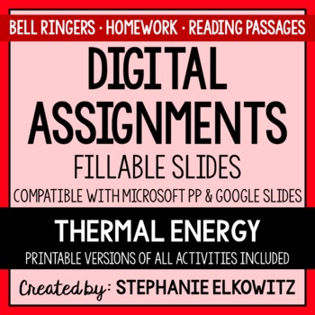 Preview of Thermal Energy Heat Digital Assignments | Distance Learning & Digital Classrooms