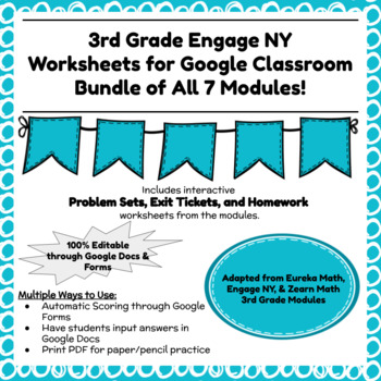 Preview of Digital & Printable EngageNY Grade 3 Math Problem Sets, Exit Tickets, & Homework