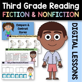 Preview of Third Grade Reading Bundle | Google Slides | 30% off  | Literacy Skills Review