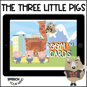 Preview of Three Little Pigs Boom™ Cards Story & Activities | WH Questions Sequencing