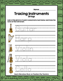 Distance Learning Tracing Instrument Family Names for PreK-1