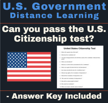 Preview of Distance Learning:  U.S. Government - Civics - U.S. Citizenship Test