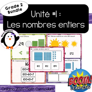 Preview of Distance Learning: Unit #1 Les nombres entiers | Gr 2 French Math Boom BUNDLE