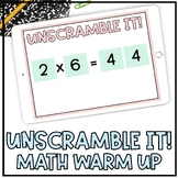 Distance Learning: Unscramble It Math Warm Ups Digital & P