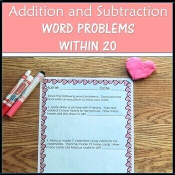 Preview of Distance Learning Valentines Day Addition and Subtraction Word Problems