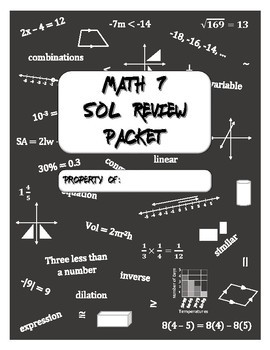 Preview of Distance Learning - Virginia Math 7 SOL Review Packet (2016)