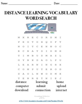 Distance Learning Vocabulary Word Search Easy By Reading With Be