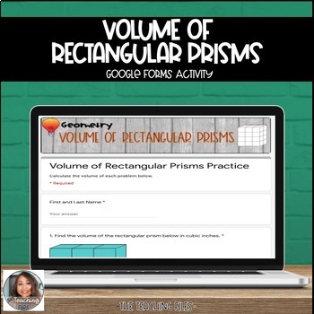 Preview of Distance Learning | Volume of Rectangular Prisms Google Forms Practice