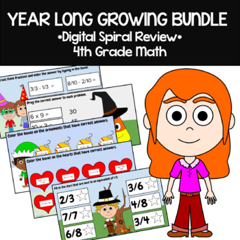 Preview of 4th Grade Math Spiral Review | Google Slides Bundle | The Whole Year | 30% off
