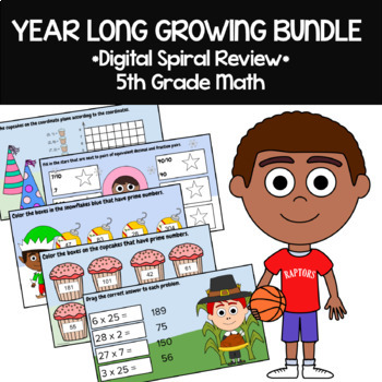 Preview of 5th Grade Math Spiral Review | Google Slides Bundle | The Whole Year | 30% off