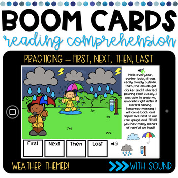 Preview of Distance Learning | Weather BOOM CARDS | Reading Comprehension
