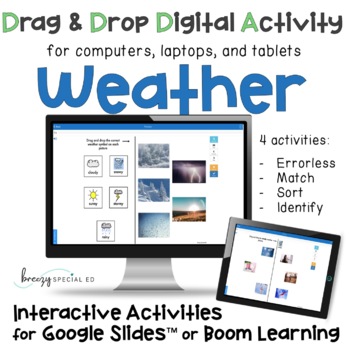 Preview of Weather Digital Activities on Boom Cards and Google Slides for Special Ed