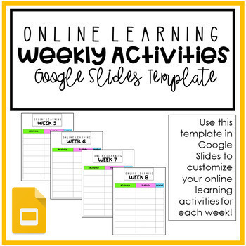 Preview of Distance Learning: Weekly Activities Template | Customize For Your Class