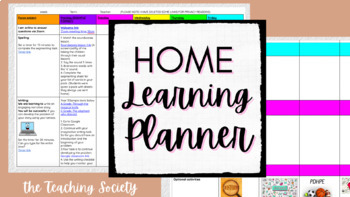 Preview of Distance Learning Weekly Plan Template Primary